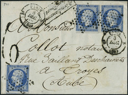 Lettre N° 14Aa, 20c Bleu Foncé X 3 Ex Sur L.  Paris 5.  8déc 55. Taxe 6 Et Cachet Affranchissement Insuffisant, Pour Tro - Sonstige & Ohne Zuordnung