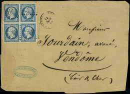 Lettre N° 14Aa, 20c Bleu Foncé, Bloc De 4 Sur Devant De Lettre, Obl Losange PC 1261, Càd La Ferté Bernard 14 Nov 55 Pour - Other & Unclassified