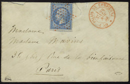 Lettre N° 22, 20c Bleu Sur L. Obl. étoile Rouge + Palais De Compiègne 28 Nov 66, Très Belle Frappe, Signé + Certificat J - Autres & Non Classés