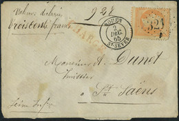 Lettre N° 23, 40c  Orange Obl Roue 2 Dec 65 Sur L Chargée Pour St-Saens, T.B. - Autres & Non Classés