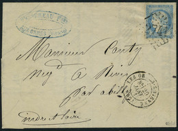 Lettre N° 44A, 20c Bleu Type I, Report 1, Obl 2741 Sur L, Superbe, Signé Calves - Other & Unclassified