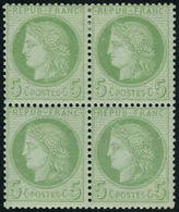 Neuf Avec Charnière N° 53g, 5c Vert Jaune Sur Verdatre, Bloc De 4 Dont 2ex Neufs **, T.B. - Otros & Sin Clasificación