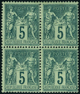 Neuf Avec Charnière N° 75, 5c Vert, Type II, Bloc De 4, T.B. - Andere & Zonder Classificatie