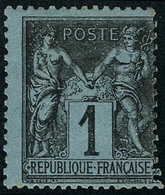 Neuf Avec Charnière N° 84, 1c Noir Sur Bleu De Prusse, Nuance Très Intense, T.B. Signé Brun + Certificat - Altri & Non Classificati