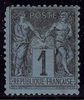 Neuf Avec Charnière N° 84, 1c Noir Sur Bleu De Prusse, 1 Angle Arrondi Sinon T.B. Très Belle Nuance Et Bon Centrage + Si - Other & Unclassified