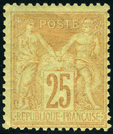 Neuf Avec Charnière N° 92, 25c Bistre Brun Sur Jaune Pâle, T.B. Maury 92a. - Altri & Non Classificati