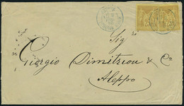 Lettre L. Avec TP De France N° 92 X 2, Càd Smyrne 9 Juil 80, Pour Alep, Au Verso : 4 TP De Turquie émission De 1876/82 O - Altri & Non Classificati