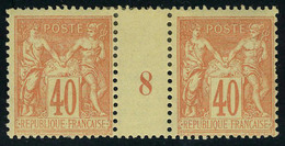 Neuf Avec Charnière N° 94, 40c Rouge Orange Type II Paire Hor Millésime 8 T.B. - Sonstige & Ohne Zuordnung