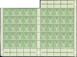 Neuf Sans Charnière N°106. 5c Vert-jaune. Feuille De 50ex, Millésime 8. Pli De Gomme S/3ex. Bon Centrage D'ensemble. T.B - Sonstige & Ohne Zuordnung