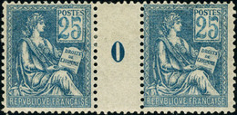 Neuf Sans Charnière N°114. 25c Bleu. Paire Millésime 0. 1ex Cl. à Peine Visible. T.B. - Other & Unclassified