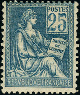 Neuf Sans Charnière N°114. 25c Bleu. Type I. 1 Dent Courte, Sinon T.B. - Autres & Non Classés