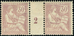 Neuf Avec Charnière N° 128. 30c Violet, Paire Horizontale Avec Millésime 2, Dont 1 Ex Neuf **. T.B. - Altri & Non Classificati