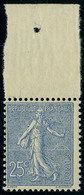 Neuf Sans Charnière N° 132, 25c Bleu Semeuse Lignée Bdf, T.B. - Autres & Non Classés