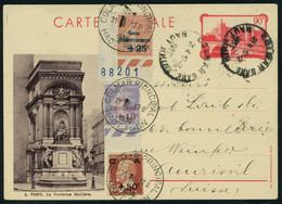 Lettre N° 249, 250 Et 255 Sur EP (Fontaine Molière), 90c Rouge Vue De Paris Sans République Française, De Colmar 17.2.36 - Other & Unclassified