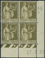 Neuf Sans Charnière N° 287, 1f25 Olive Type Paix, Bloc De 4 CD 27.9.32, TB - Autres & Non Classés