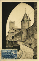 Lettre N° 392. 5f Carcassonne Sur CM. La Douce France (Yvon) En Bistre CàD Hexagonal Carcassonne-Cité 7-11-38. T.B. - Sonstige & Ohne Zuordnung