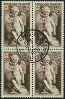 Oblitéré N° 876/77, La Paire Croix Rouge 1951, 100 Séries En Blocs De 4 (25) Obl Centrale T.B. - Other & Unclassified