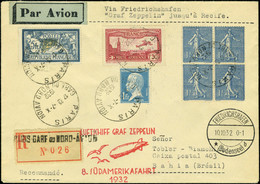 Lettre Zeppelin 8.S.A.F. 1932, LR De Paris (7.X.32), Affranchissement Composé, Càd De Transit Friedrichshafen 10.10.32 P - Other & Unclassified