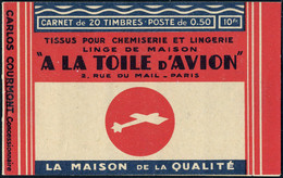 Neuf Sans Charnière N° 199-C25, 50c Rouge Semeuse Lignée, DU X 4 Fois, Série Toile D'Avion, TB - Other & Unclassified