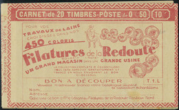 Neuf Sans Charnière N° 199-C74, 50c Rouge Semeuse Lignée, Type IIA, Pubs Redoute, Mazda, Benjamin 2 Fois, S 245 TB - Other & Unclassified