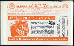 Neuf Sans Charnière N° 1011-C12, 15f Rouge Muller, Hahn-Bic Clic-Hahn-Bic CLIC, S.1-56, N° Et C.D. (22.2.56) En Haut, TB - Other & Unclassified