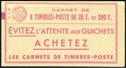 Neuf Sans Charnière N° 1011C-C1, 25f Rouge Muller, Carnet De 8 Timbres, S.1-59, TB - Other & Unclassified