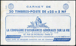 Neuf Sans Charnière N° 1234-C2, 0,25f Marianne à La Nef, Carnet De 20 Timbres, S.6-60, TB - Other & Unclassified