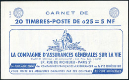 Neuf Sans Charnière N° 1263-C3, 0,25f Marianne De Decaris, Carnet De 20 T., S.8-61, N° Et C.D. (5.6.61) En Bas, TB - Other & Unclassified