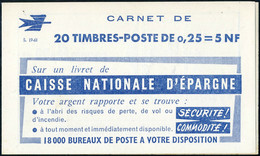 Neuf Sans Charnière N° 1263-C3, 0,25f Marianne De Decaris, Carnet De 20 T., S.19-61, TB - Other & Unclassified