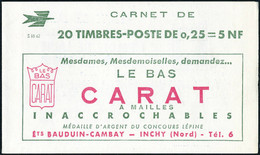 Neuf Sans Charnière N° 1263-C3,0,25f Marianne De Decaris, Carnet De 20 T., S.18-62, N° Et C.D. En Bas, TB - Other & Unclassified