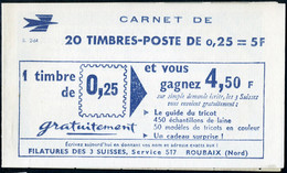 Neuf Sans Charnière N° 1263-C3, 0,25f Marianne De Decaris, Carnet De 20 T., S.2-64, TB - Other & Unclassified