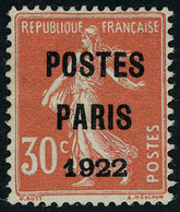 Neuf Sans Gomme N° 32, 30c Postes Paris 1922 T.B. Signé Calves - Other & Unclassified