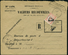 Lettre N° 47, 50c Oblitéré Triangle S/Lettre, Valeurs Recouvrées, TB - Other & Unclassified