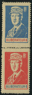 Neuf Sans Charnière De Gaulle, émission De Lyon, Les 2 Valeurs Se Tenant En Paire Verticale, Mayer N° 4 + 6, T.B. - Autres & Non Classés