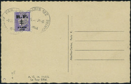 Lettre PARIS 122, N° 24, 60c Violet Sur CP Illustré Càd Paris 122  31.8.1944 TB - Autres & Non Classés