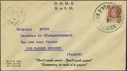 Lettre L'ILE D'YEU, N° 4,  1.50 Pétain Brun Rouge Sur L Càd L'Ile D'Yeu 11.10.44 Pour Les Sables D'Olonne, TB - Other & Unclassified