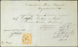 Lettre N° 7, 1f Orange Obl Rennes 2 Juill 1870 Sur Télégramme Privé TB Rare, Signé Brun - Otros & Sin Clasificación