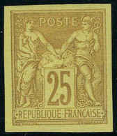 Neuf Avec Charnière N° 44, 25c Jaune Bistre, Superbe, Signé Brun - Otros & Sin Clasificación