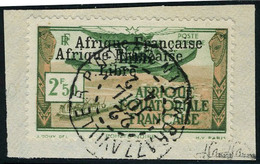 Fragment N° 15b, 2f50Afrique Française Libre  Double Surcharge, Obl Sur Petit Frgt  T.B. Signé JF Brun - Autres & Non Classés