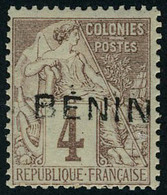 Neuf Sans Charnière N° 3, 4c Lilas Brun Sur Gris, Surcharge Noire Type IV, T.B. Maury 28 - Autres & Non Classés