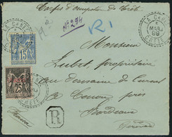 Lettre L/R De La Canée 3 Mars 99 Corps D'occupation De Crète Affranchissement Mixte Levant + France, Pour Bordeaux, Arri - Sonstige & Ohne Zuordnung