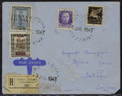 Lettre N° 7, 18 + 19 + PA 3, Les 4 Valeurs Obl. Sebha 5 Juillet 43 Sur LR, T.B. Signé Calves. Sassone. - Sonstige & Ohne Zuordnung