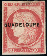 Neuf Avec Charnière N° 13. 80c Rose, Petit G à Guadeloupe, Petit Pelurage, Aspect T.B. Signé Thiaude. Maury N° 13e. - Other & Unclassified