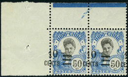 Neuf Sans Charnière N° 120, 10 S/50c Bleu, Paire Surcharge à Cheval, TB - Sonstige & Ohne Zuordnung