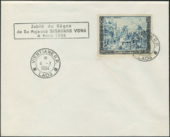 Lettre N° 13, 50p Sur L Càd Vientiane 4.3.1954, Et Cachet Jubilé Du Règle De Sa Majesté Sisavang Vong 4 Mars 1954  Cote  - Otros & Sin Clasificación