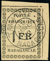 Oblitéré N° 12. 1f Noir Sur Jaune, Càd Central Tamatave 12 Mars 92. T.B. Signé A. Brun. - Otros & Sin Clasificación