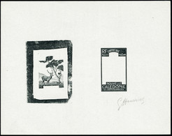 Type Cerf De 1928. Epreuve D'artiste En Noir, En 2 Parties : Cadre + Fond. Sans La Valeur Faciale. T.B. - Autres & Non Classés