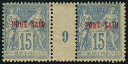 Neuf Sans Charnière N° 9, 15c Bleu Paire Horizontale Millésime 9, T.B. Maury - Andere & Zonder Classificatie