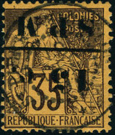 Oblitéré N°13a. 15c S/35c Violet Noir S/Jaune. Surcharge Renversée. T.B. Signé Champion - Autres & Non Classés