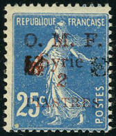Neuf Sans Charnière N° 51, 2pi Sur 25c Semeuse, Double Surcharge Du Fleuron (rouge + Noire), TB - Other & Unclassified